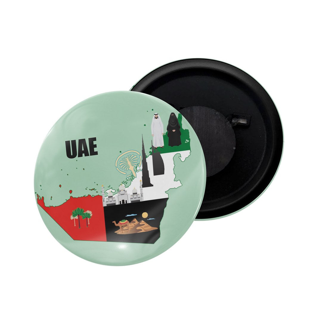 dhcrafts Fridge Magnet Multicolor United Arab Emirates D2 Glossy Finish Design Pack of 1 (58mm)